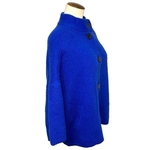 Christian Siriano Knit Cardigan Sweater M Cobalt Blue Wool Blend Fuzzy Top - Picture 2 of 13